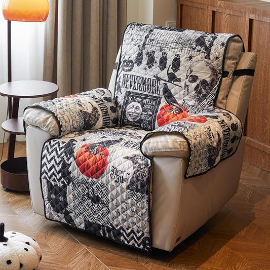 EVENHUG Halloween Sofa Cover for Festival Home Decorations Slipcover Furniture Protector Washable Couch Cover with Non Slip and Elastic Straps for Kids Pets Dogs (Recliner) by EVENHUG