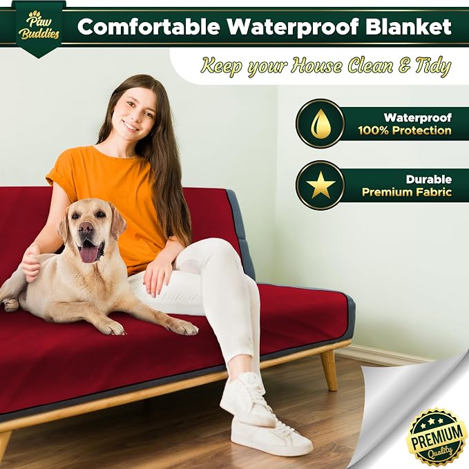 Paw Buddies Premium Waterproof Blanket 80"x90" Velvet-Feel Reversible Throw – Leakproof, Machine Washable Bed & Sofa King Size Protector for Couples, Pets & Travel + Bonus Small Blanket - Image 5