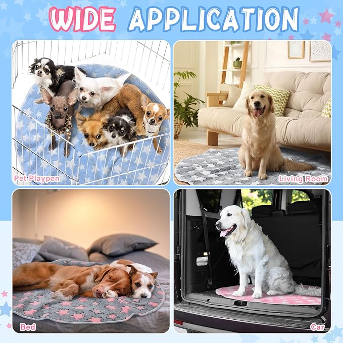 Hahafelt 4 Pcs Round Whelping Pee Pads Washable for Dogs Waterproof Pet Training Mats Reusable Puppy Whelping Pads Non Slip Cat Dog Bed Mat for Crate Kennel(Large Star,48 Inches) - Image 3