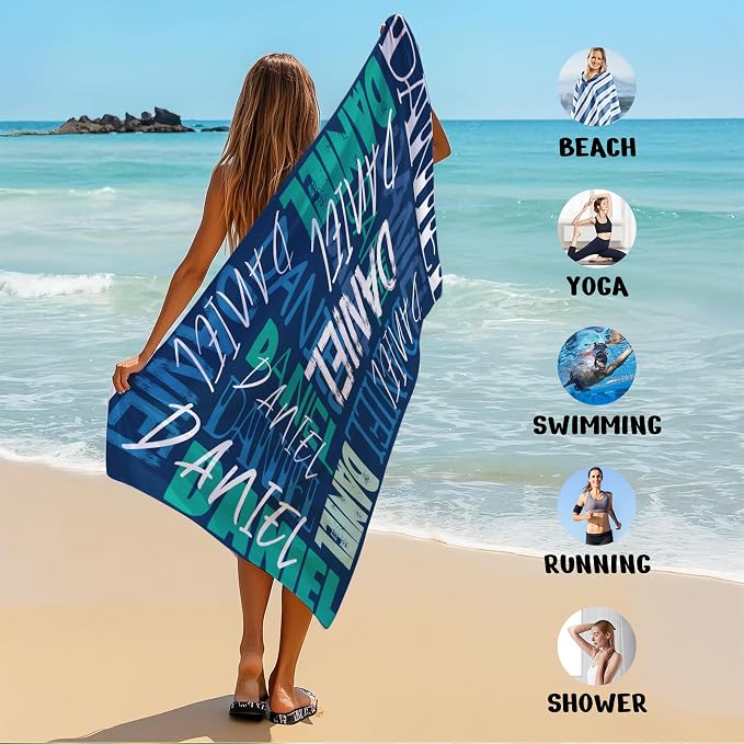 JML Personalized Beach Towel with Name, Custom Beach Towel with Name, Customized Microfiber Pool Towel, Quick Dry & Absorbent Swim Towel for Adult,Anniversary, Birthday, Summer Holiday,Vacation - Image 6