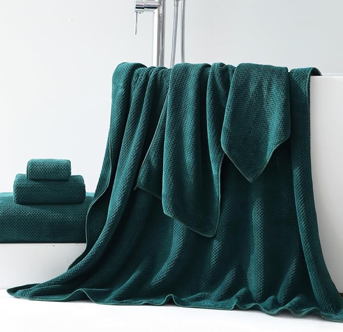 40x80 Inches Bath Sheets Towels for Adults Oversized Bath Towels Extra Large Luxury Super Soft Absorbent Quick Dry Microfiber (Dark Green,2PCS) - Image 3
