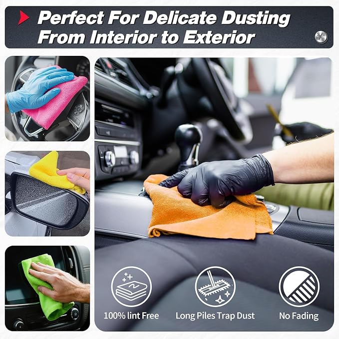 FIXSMITH Shop Towels, Microfiber Cleaning Cloth Bulk, 24 Pack Microfiber Towels for Cars, All-Purpose Absorbent Cleaning Rags, Dust Cloth for Automotive, Mechanic, Garage, Bar, 11.5 x 11.5 inch - Image 3