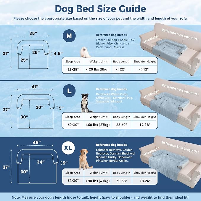X-Large Cooling Dog Bed Mat - 45 x 37 inch Waterproof Couch Cover for Dogs Washable, Non-Slip Bottom Self Cooling Mat for Dogs, Durable & Non-Gel, Dog Couch Bed for Sofa Floor Car, Light Blue - Image 7