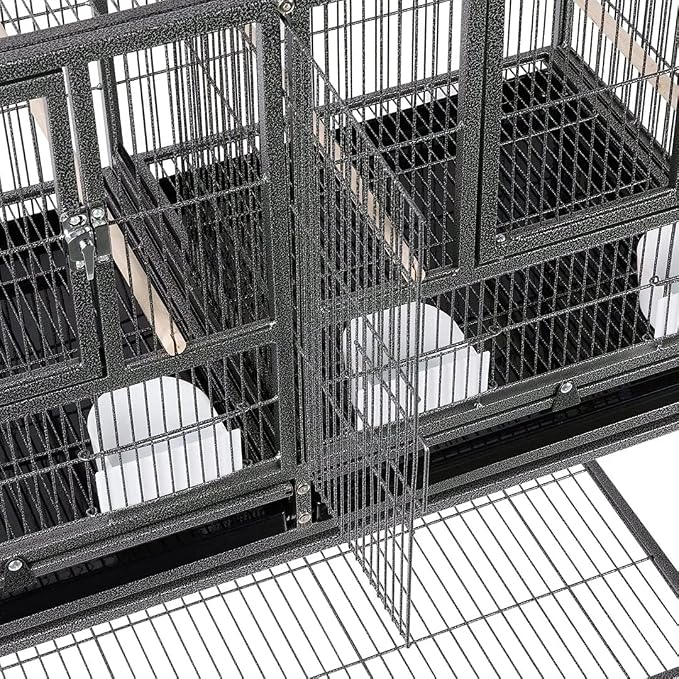 Single Durable Stacker Center Divided Breeder Breeding Bird Flight Double Rolling Cage for Aviaries Canaries Cockatiels Lovebirds Finches Budgies Small Parrots - Image 5
