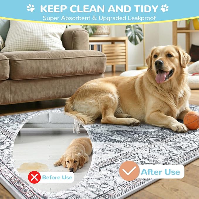 Lahome Reusable Washable Puppy Pads - 2 Pack Super Absorbent & Waterproof Dog Training Mats for Potty, Crate and Floor - Leakproof Pee Pads with Non-Slip Backing (Gray, 36"x48") - Image 2