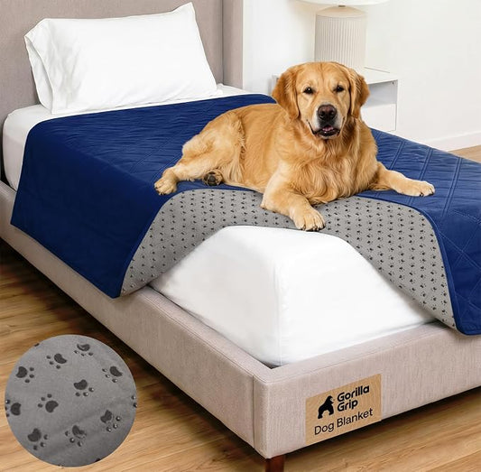 GORILLA GRIP® Waterproof Dog Blanket, 82x52, Leakproof Couch Cover for Dogs, Silicone Grip Backing, Protects Sofa, Sectional, Bed, Crate, Car & RV, Tear-Resistant Washable Pet Blanket, Navy Blue by Unknown