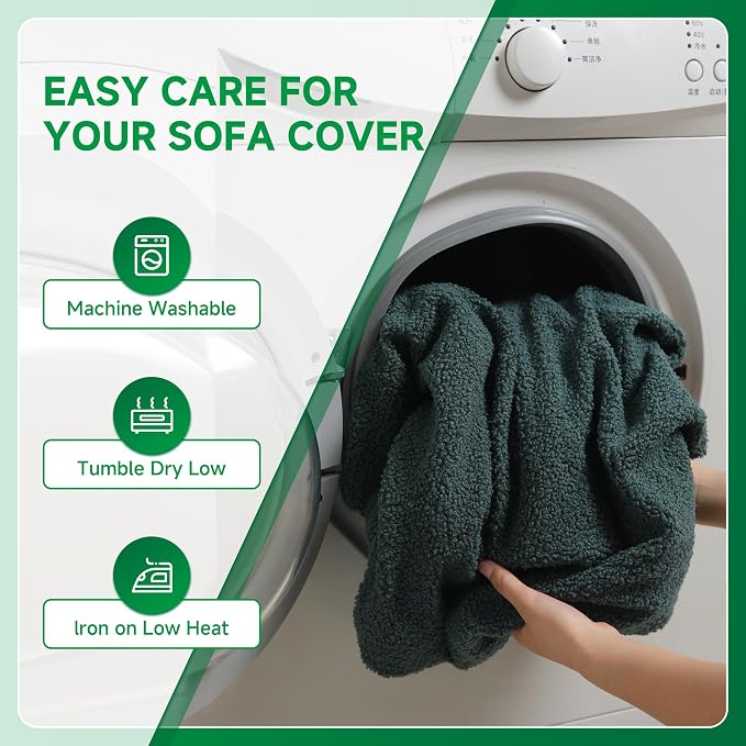 OHSIO Couch Cushion Covers for Sectional Sofa, Stretch Soft Sofa Slipcovers Washable Wear-Resistant Universal Furniture Protector for Living Room(3 Seaters Covers+1 Chaise Cover, Green) - Image 6