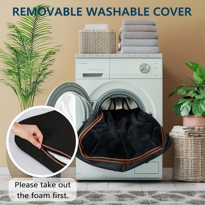 LIROCE Washable Dog Bed Cover Replacement, XXL Wrap-Around Zipper Cover for Orthopedic Memory Faom Dog Bed (48x30x6 inches), Black - Image 3