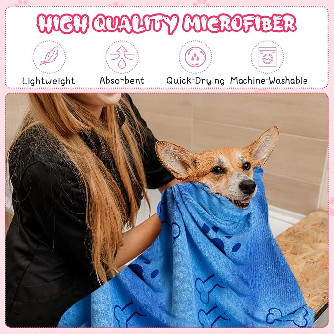 Tatuo 22 Pcs Dog Towels for Drying 20 x 40 Inch Pet Bath Towels Absorbent Microfiber Towel Quick Drying Puppy Bathing Supplies for Small Medium Large Dog Puppy Cat(Colorful,Bone Pattern) - Image 5