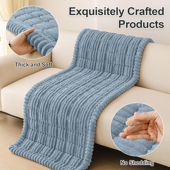 hyha Couch Cover for Dogs, Washable Non Slip Plush Flannel Sofa Protector | Thick Flannel, Silicone Anti-Slip Backing, Pet Hair & Scratch Protection, Fits Sofa & Loveseat (35.4" x 88") - Image 8