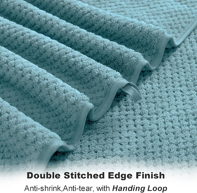 Smuge 8-Piece Turquoise Bath Towel Set, 2 Extra Large Bath Towel Sheets, 2 Hand Towels and 4 Washcloths - Highly Absorbent Quick Dry Microfiber,Ultra Soft Towel Set for Bathroom, Waffle Weave Design - Image 4
