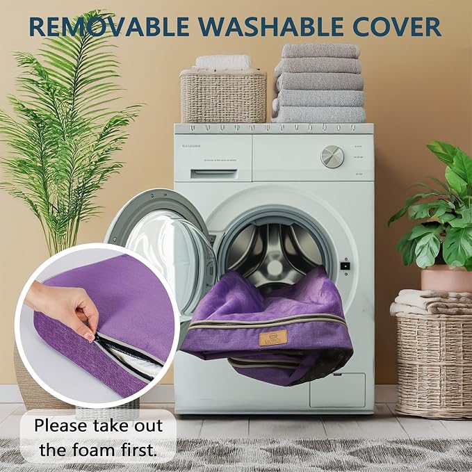 LIROCE Washable Dog Bed Cover Replacement, XL Wrap-Around Zipper Cover for Orthopedic Memory Faom Dog Bed (41x27x4 inches), Purple - Image 4