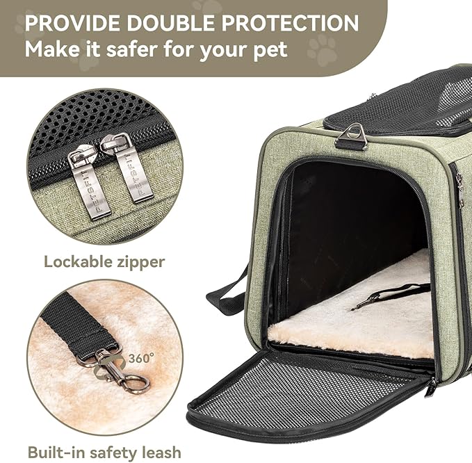 Petsfit 19"X12" X12" Expandable Pet Carrier, Square Expansion Reduces Pet Anxiety, Escape-Proof Self-Locking Zippers, 3 Easy-Access Entrances, for Cats & Small Dogs up to 18 lbs