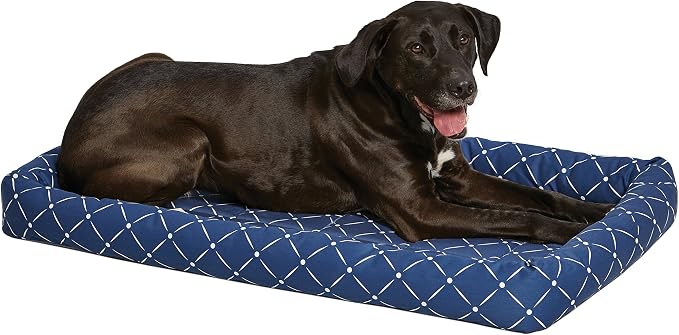 MidWest Homes for Pets 40242-BLD Quiet Time Couture Ashton Bolster Pet Bed, Large Dog/42, Blue by MidWestHomesForPets