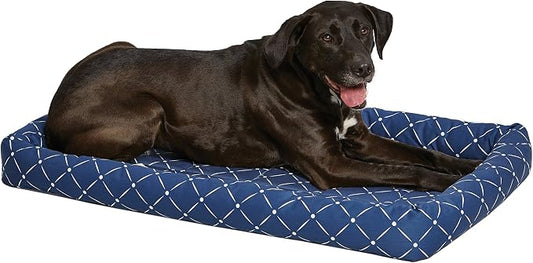 MidWest Homes for Pets 40242-BLD Quiet Time Couture Ashton Bolster Pet Bed, Large Dog/42, Blue by MidWestHomesForPets