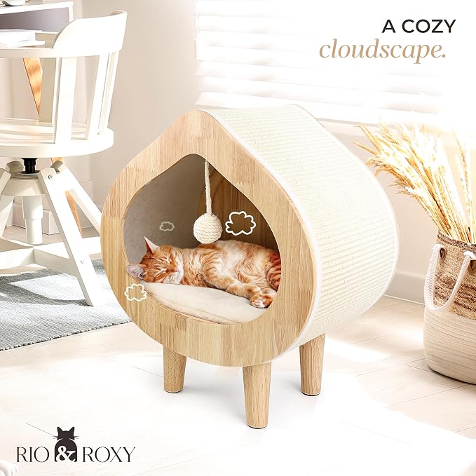 Luxury Cat Cave Bed & Scratching Condo for Indoor Cats - Modern & Cozy Cat Beds & Hideout - Kitty Bed & Furniture - No Assembly Required - Image 8