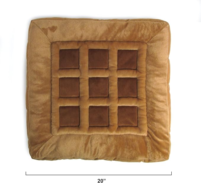 TONBO Soft Plush Small Cute and Cozy Chicken and Waffles Dog Cat Bed, Chicken Crinkle Toy Included, Washer and Dryer Friendly (Brown) - Image 4