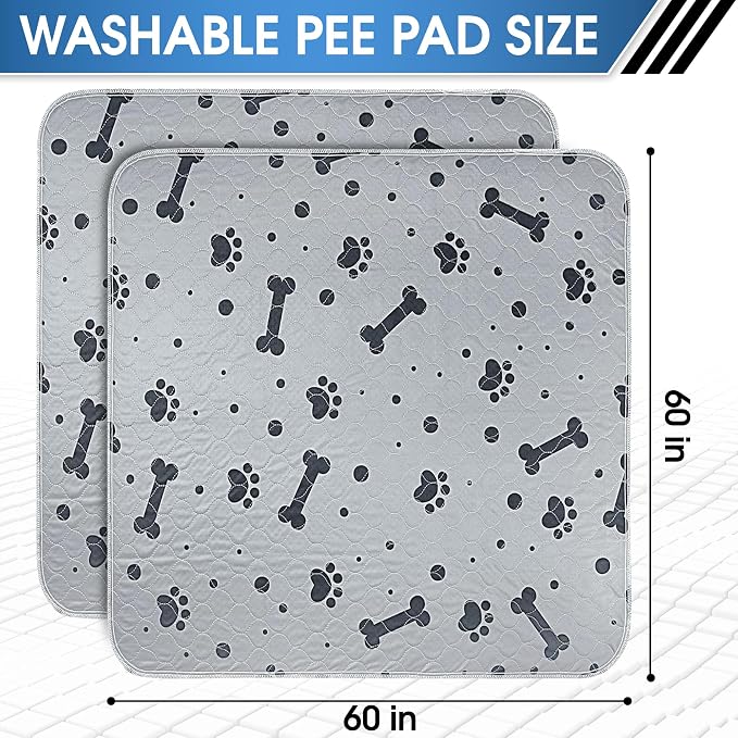 Washable Pee Pads for Dogs 2 Packs 60’’ x 60’’ Reusable Puppy Pads Waterproof Heavy Duty Training Pads for Large Dogs Indoor Puppy Potty Training - Image 2