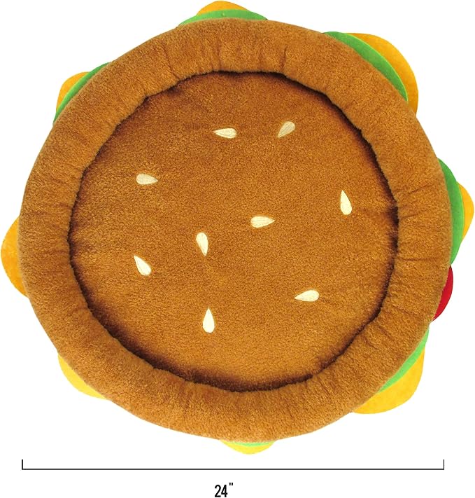 TONBO Soft Plush Small Cute and Cozy Food Dog Cat Bed, Washer and Dryer Friendly (Burger) - Image 4