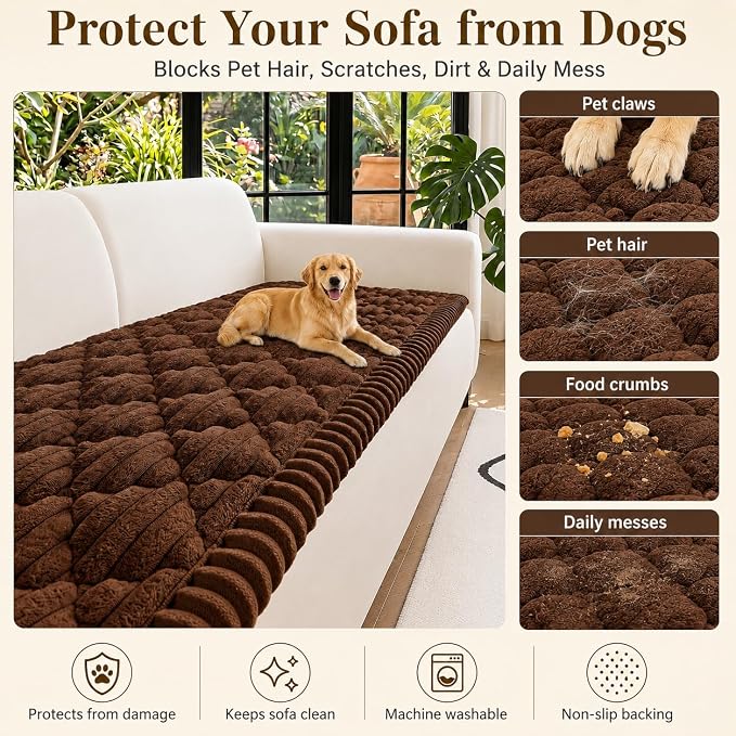 NILUOH Couch Cover for Dogs Washable, Non Slip Furniture Protector for Pet | Suitable for Leather & Fabric Couch, Prevents Pet Hair, Scratches & Stains, Pet Friendly, 27.6"x82.7" - Image 3
