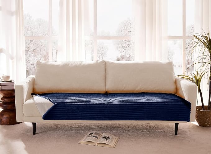Waterproof Dual Non-Slip Couch Cover for Dogs, Fuzzy Soft Pet Couch Covers for 2 Cushion Sofa loveseat, Pet Friendly Soft Dog Bed Covers Sofa Cover Washable (Navy Blue, 33" x 62" 1 Pack) - Image 8