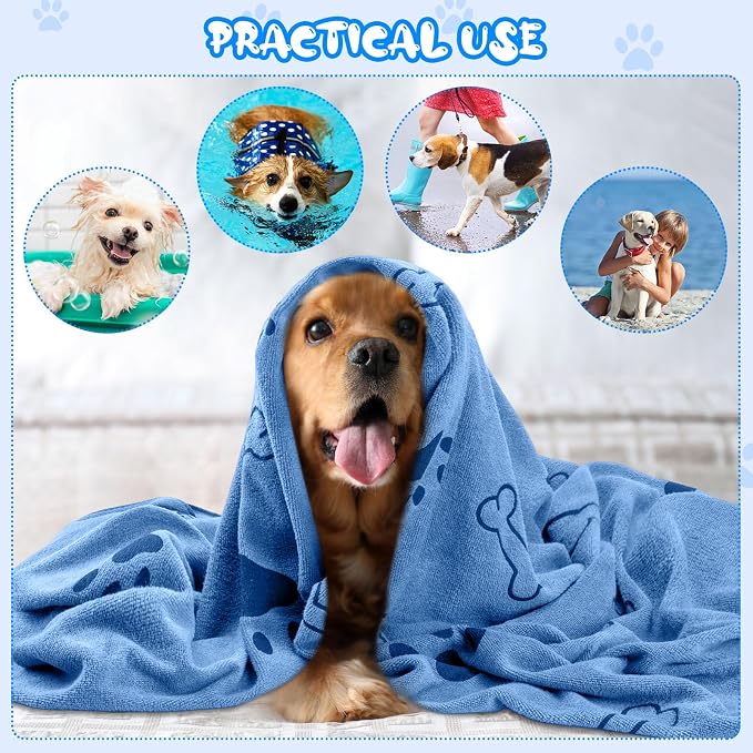 Tatuo 22 Pcs Dog Towels for Drying 20 x 40 Inch Pet Bath Towels Absorbent Microfiber Towel Quick Drying Puppy Bathing Supplies for Small Medium Large Dog Puppy Cat(Blue,Bone Pattern) - Image 5