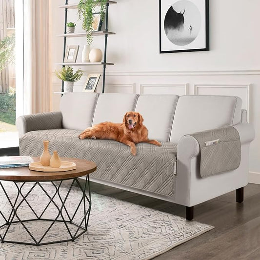 TAOCOCO Waterproof Oversized Sofa Covers for Pets Without Back Cover, Couch Seat Covers with Pocket for 4 Cushion Sofa Washable Dog Couch Protector Sofa Slipcovers(Oversized Sofa, Light Brown) by TAOCOCO