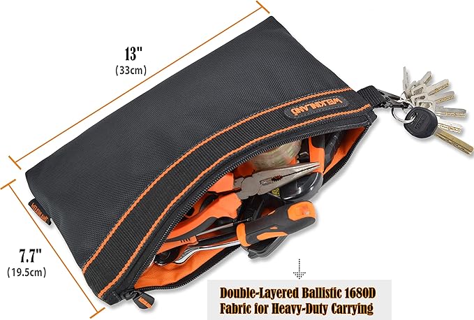 WELKINLAND 4-Packs Small tool pouch, Heavy-Duty Tool pouches, Electrician tools pouch bag, Tools pouches w/clip, Small Zippered tool bag - Image 2