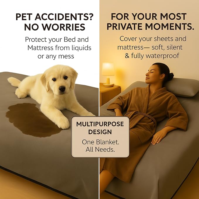 Callarome Waterproof Blanket for Bed & Couch Protection, Grey, 50"x60" | High-Density Heavy-Duty Material – Ultra-Soft & Durable Soft Fleece, Leakproof, Reversible, Silent No-Crinkle Design - Image 3