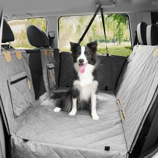 Dog Car Seat Cover for Back Seat, Hard Bottom Back Seat Extender for Dogs, Waterproof Car Hammock, Backseat Bed and Car Seat Protector, Nonslip Fit for Cars, SUVs, Trucks, 52 x 25 in, Gray by Unknown