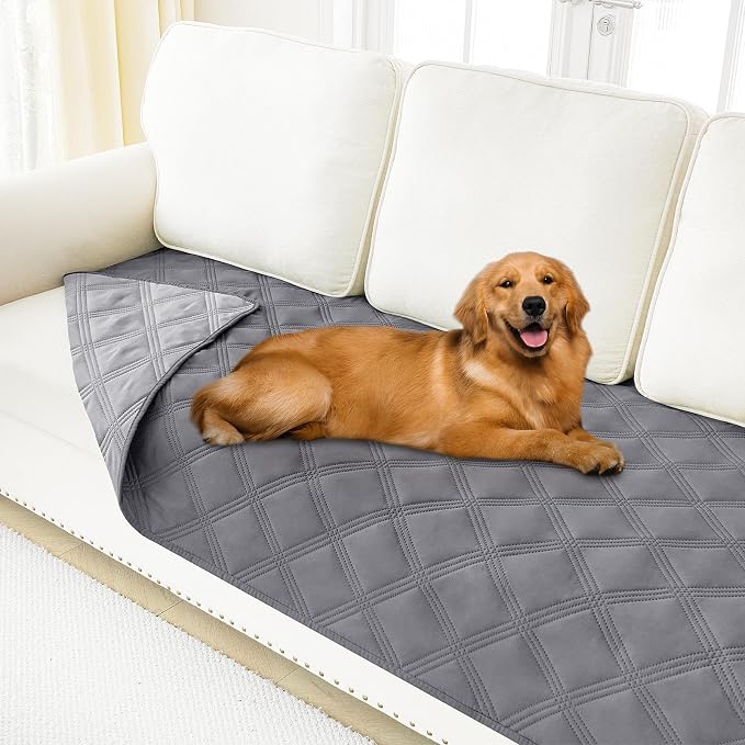 Smiry Waterproof Dog Bed Cover, Reversible Pet Blanket for Sofa Couch | Soft Washable Dog Blanket, Leakproof Couch Cover for Dogs Cats & Furniture Protection, 40x70, Grey/Light Grey by Smiry
