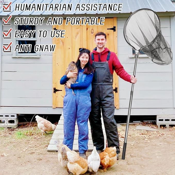 Catch Net - Small Animal Catcher for Chicken, Duck, Goose, Fish, Cat, Bird, Raccoon, Dog and Others (43"-78" Handle with 20" Net Opening) - Image 4