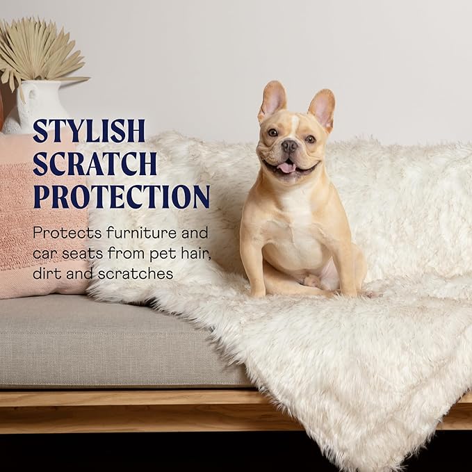 PAW BRANDS PupProtector Waterproof Throw Blanket, White/Brown, 60x50 | Waterproof, machine washable — protects couches, beds & car seats - Image 3