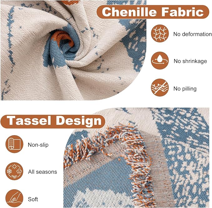 ROOMLIFE Couch Cover Boho Sofa Covers for 3 Cushion Couch Washable | Furniture Protector Sofa Couch Cover for Dogs, Soft Breathable Sofa Slipcover, Couch Throw Blankets with Tassels 71''X150'' - Image 5