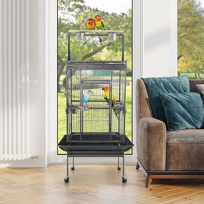 Nova Microdermabrasion 61 Inches Large Bird Cage Play Top Parrot Cockatiel Parakeet Chinchilla Macaw Cockatoo Cage W/Stand Perch Pet Supplies - Image 2