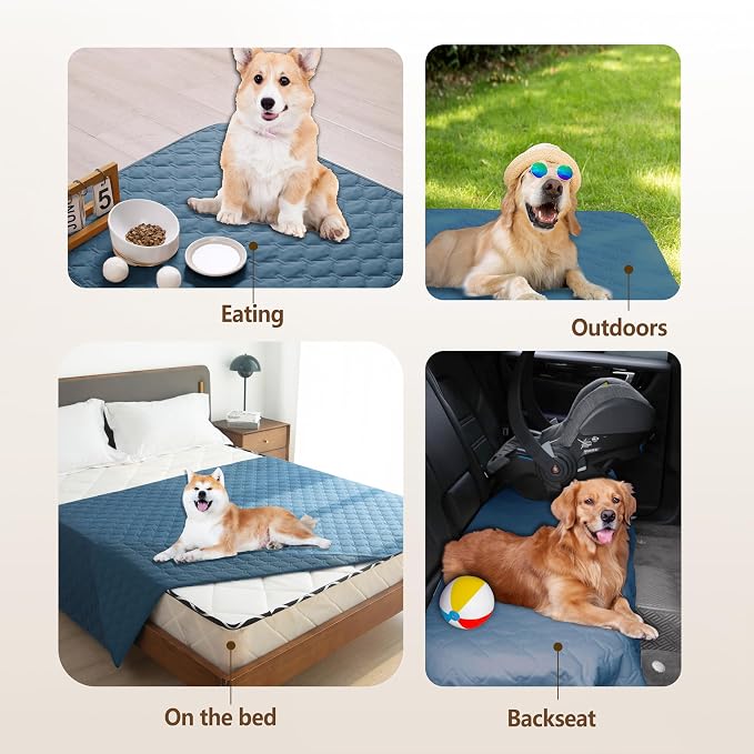 gogobunny 3X Stronger Waterproof Pet Blanket, Scratch Proof Furniture Protector for Dogs Cats, Reversible Cover 30x70 Inch, Dark Blue - Image 6