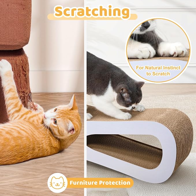 COZIWOW Cat Scratcher Lounge, Cat Scratching Board, Cardboard Lounge Bed, Durable Cat Scratching Pad Furniture Protector for Indoor Cats Kittens (Grey) - Image 3