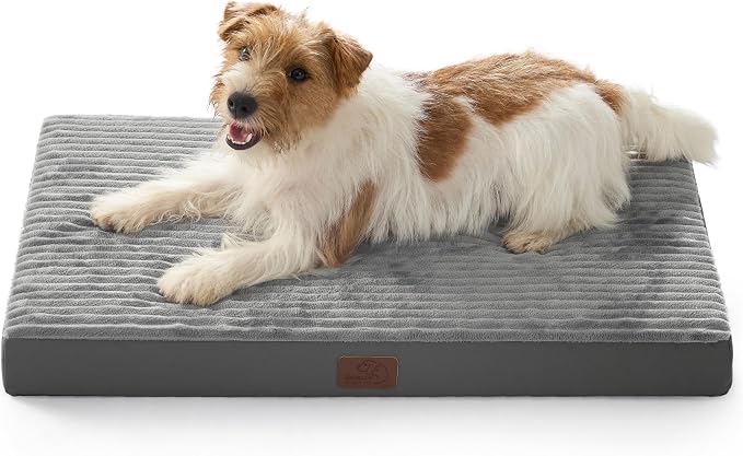 Bedsure ComfyFleece Dog Bed Medium Size Dog with Washable Cover, 29x18 | Orthopedic Egg Crate Foam Pet Mat,Removable Cover, Nonslip Bottom,Not Waterproof,Not Chewproof,For Medium Breeds up to 30lbs by Unknown