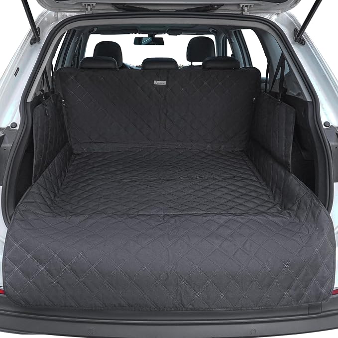 ALLANSING SUV Cargo Liner for Dogs - Heavy-Duty 900D Oxford Waterproof Pet Cargo Protector with 3-Sided Zippered All-Round Protection & TPU Suction Cups, Fits Compact SUVs by CARS%C2%B7DOGS%C2%B7SING