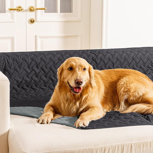 gogobunny 100% Double Sided Waterproof Dog Blanket Soft Pet Bed Cover Reversible Protect Furniture Couch Sofa Car for Puppy Cat (Dark Charcoal/Light Charcoal, 30x30 Inch (Pack of 1)) by gogobunny