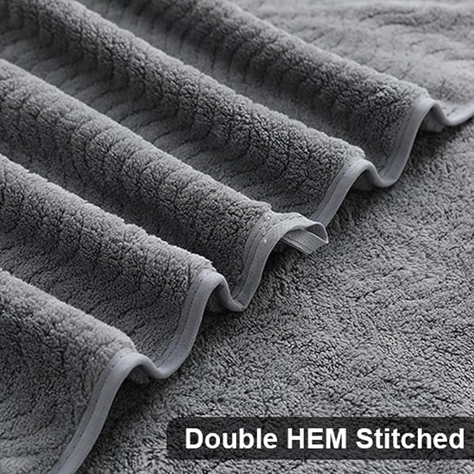 Smuge Ultra Soft 8 Piece Textured Bath Towel Set for Bathroom Shower Pool, Kitchen, Quick Dry, Lightweight Highly Absorbent - 2 Oversized Bath Towel Sheets, 2 Hand Towels, 4 Washcloths - Dark Gray - Image 5