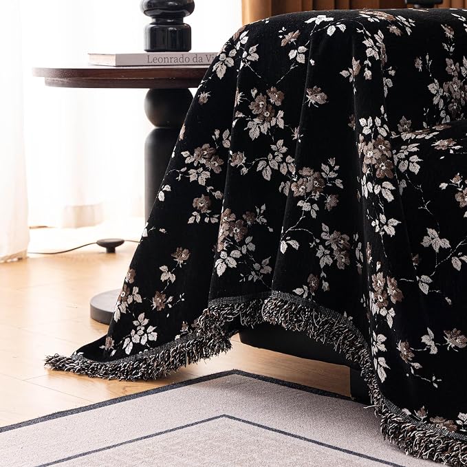 ROOMLIFE Couch Cover 3 Cushion Sofa, Washable Non Slip Furniture Sofa Protector Cover, Soft Chenille Sofa Slipcovers Sectional L Shape Dogs Couch Cover Throw Blanket with Tassels 71''X118'' - Image 2
