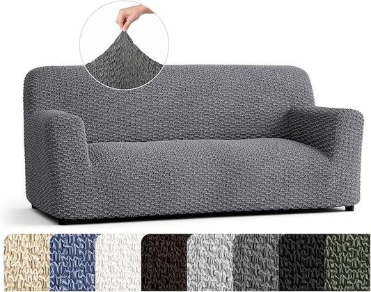 PAULTO BY GA.I.CO. Stretch Sofa Slipcovers – Soft Elastic Fabric Couch Cover for Armchair Loveseat 3-Seater & 4-Seater Sofa Cover – Non-Slip Furniture Protector Washable - Dark Grey (64"-85" Wide) by PAULATOBYGAICO