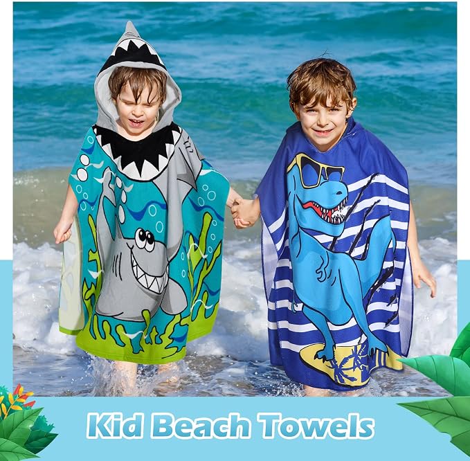 Oudain 6 Pcs Kids Hooded Towel Kids Bath Poncho Towels with Hood Microfiber for Boy Girls Toddler (47 x 24 Inch,Lovely Style) - Image 3