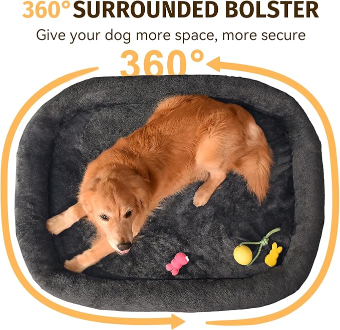 Orthopedic Jumbo Dog Bed for Extra Large Dogs, Giant Waterproof Dog Bed for Large Breed Dogs, Supportive Egg Crate Foam Pet Bed with Removable Washable Cover & Non-Slip Bottom, Dark Grey - Image 4