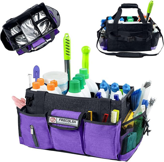 Large Cleaning Caddy for Cleaning Suppliers Organizer,15" Storage Organizer for House Clean Essential, Wearable Cleaing Bag, Storage Caddy for Housekeeping by FRECOLSH