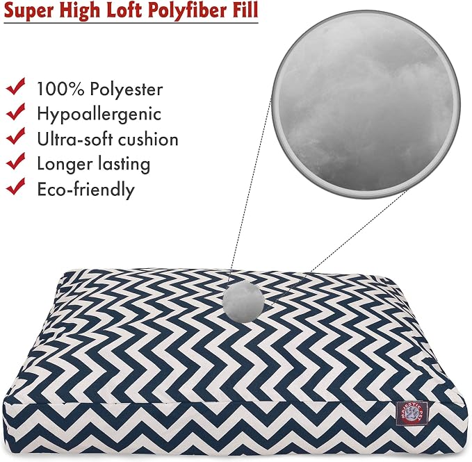 Majestic Pet Chevron Rectangle Dog Bed Washable – Non Slip Comfy Pet Bed – Crate Bed with Removable Washable Cover – Kennel Bed for Sleeping, Polyester Fiber, Small, Navy - Image 3