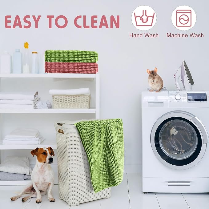 Amylove 4 Pcs Guinea Pig Cage Liner 12 x 12 Inch Washable Chenille Pee Pads Pet Dog Cat Bedding Training Mat Reusable for Small Animals Puppy Bunny Hamster Chinchilla - Image 7