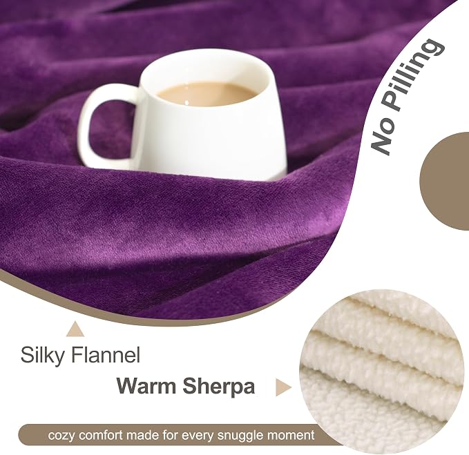 gogobunny Waterproof Pet Blanket for Small Dogs and Cats, Reversible Sherpa Fleece Soft Plush Throw for Couch Protection, Washable Furniture Protector (Dark Purple, 30x40 inches) - Image 4
