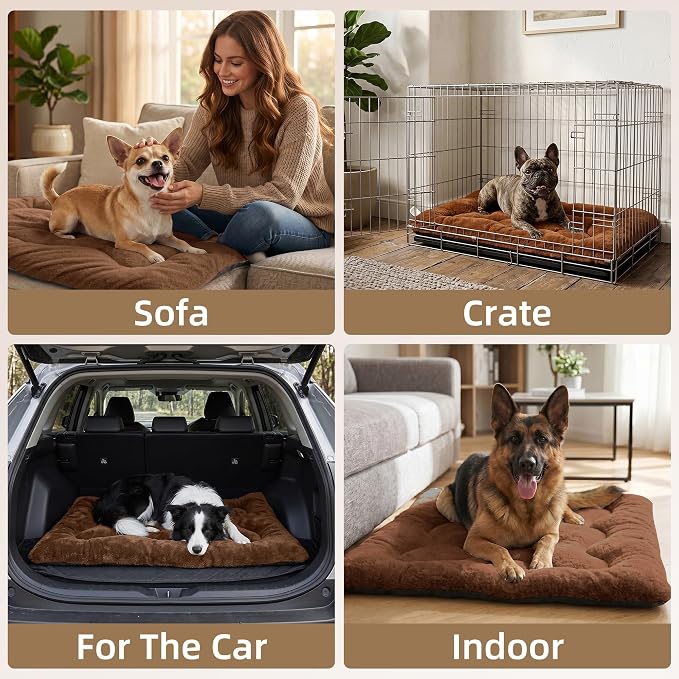 Dog Bed 22" for Metal Crate Pad, Washable Kennel Mat for Small Puppy & Cats | Soft faux rabbit fur, non-slip,machine wash/dry, plush cushioning, for crates, floors & travel, multiple sizes for all breeds - Image 3